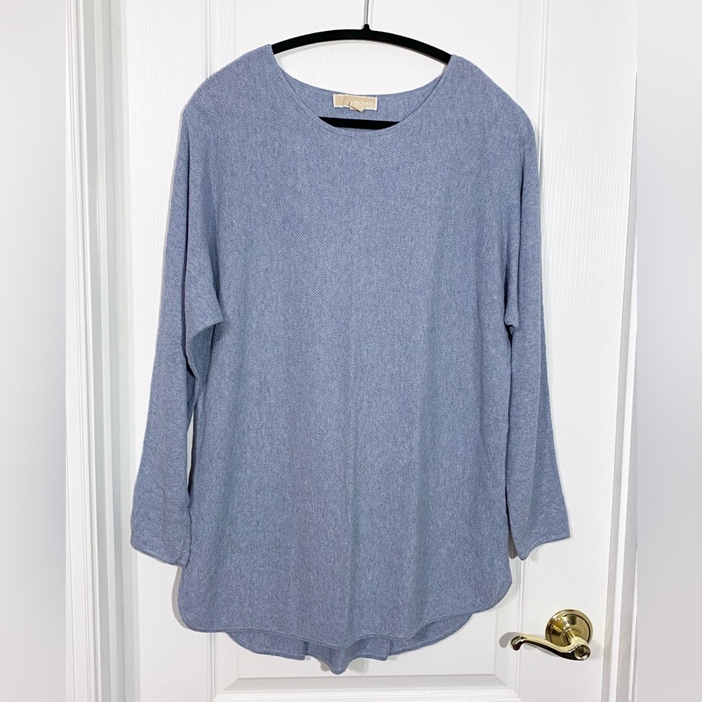 Michael Kors Textured Knit Tunic Sweater Periwinkle Blue Size Large